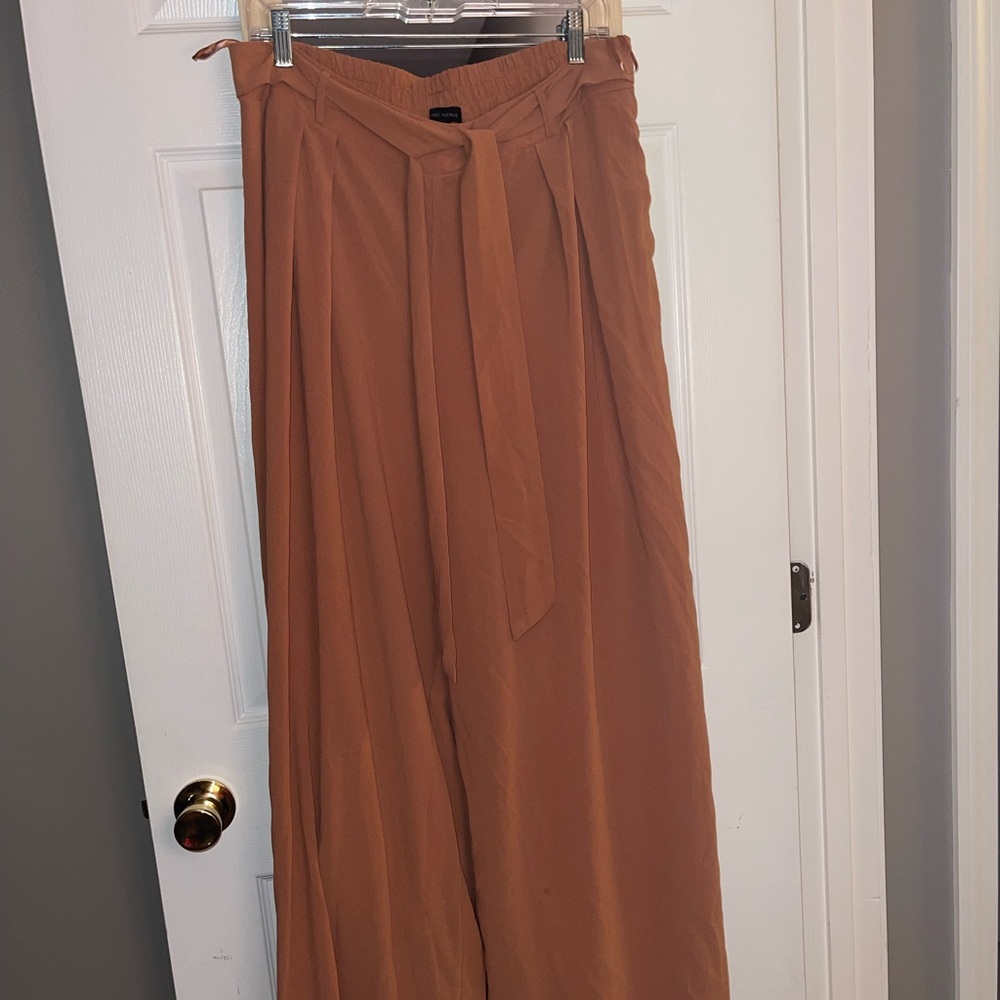 Elastic Waist Tie Front Palazzo Pants